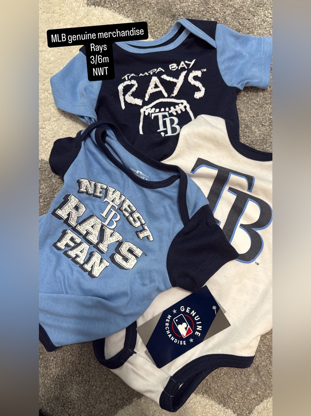 Tampa bay Rays MLB Infant Bodysuit Set - Light Blue & Navy